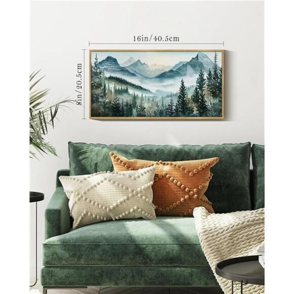 Vintage Mountain Landscape Wall Art Set Rustic Nature Framed Decor 8x16 - Picture 5 of 7